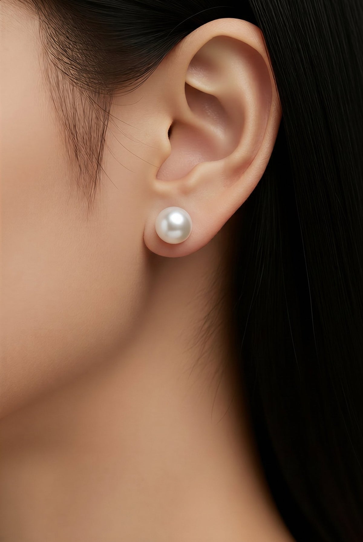 10mm Button Freshwater Pearl Sterling Silver Stud Earrings — 01