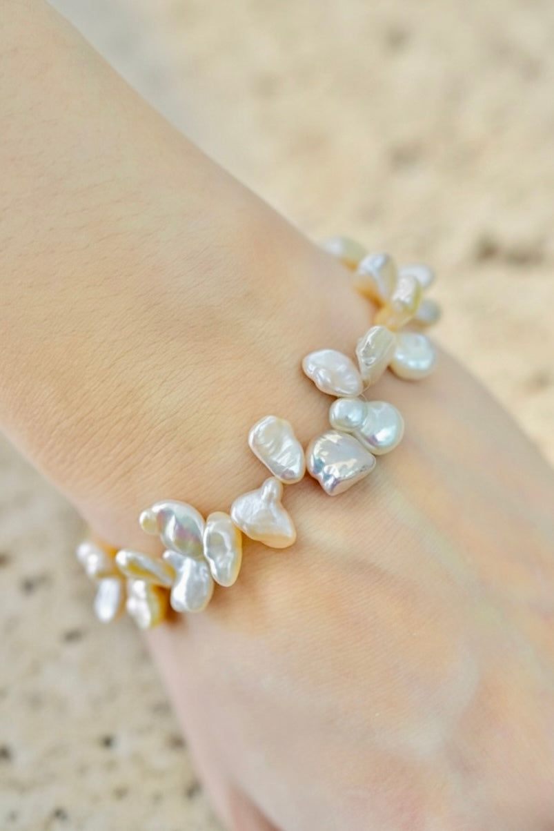 Keshi freshwater pearl bracelet — worn lifestyle