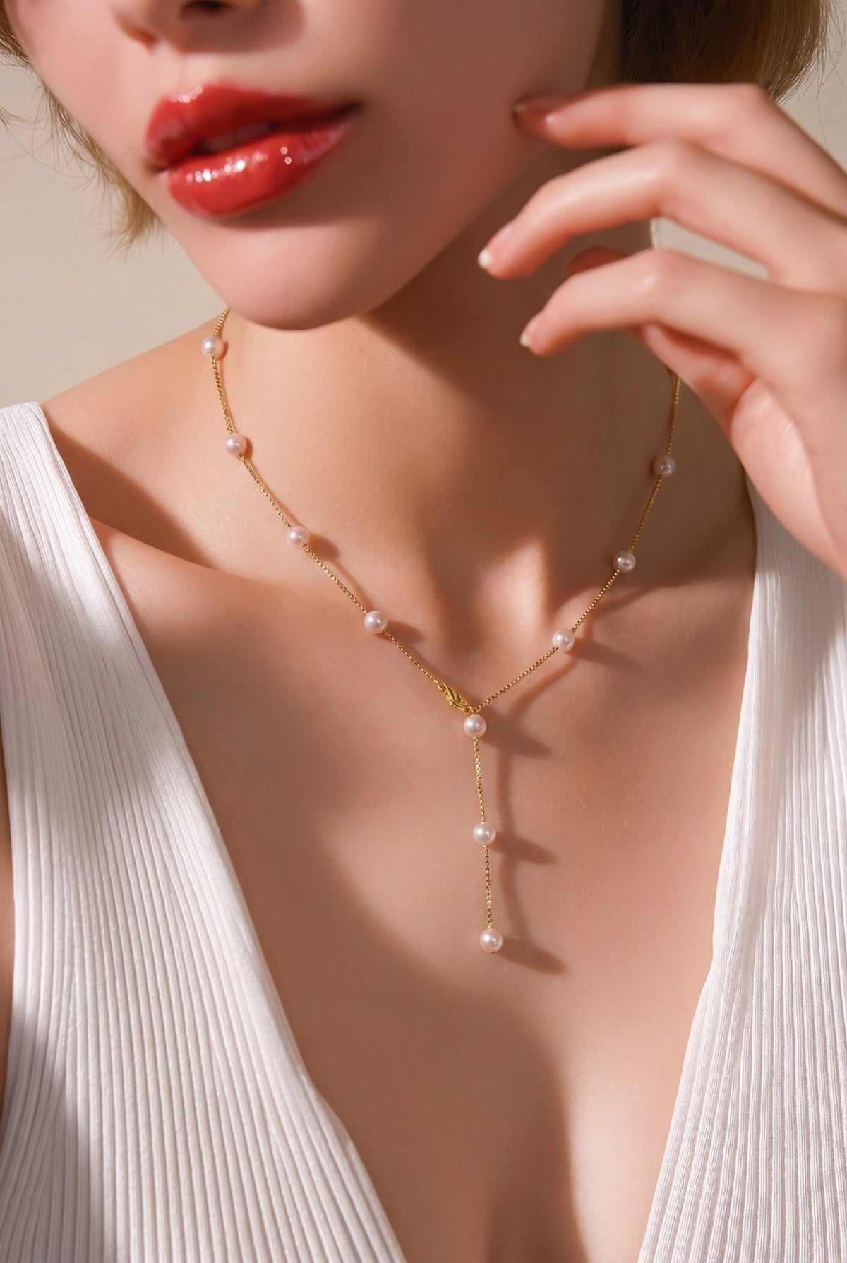 Freshwater Pearl Chain Necklace in Sterling Silver — 02