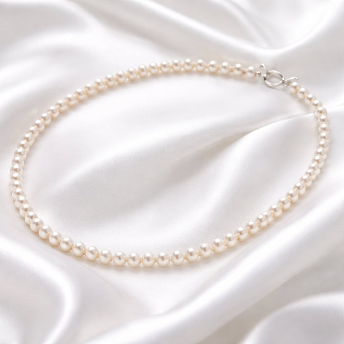 5mm White Round Freshwater Pearl Necklace with Sterling Silver Toggle Clasp — 02