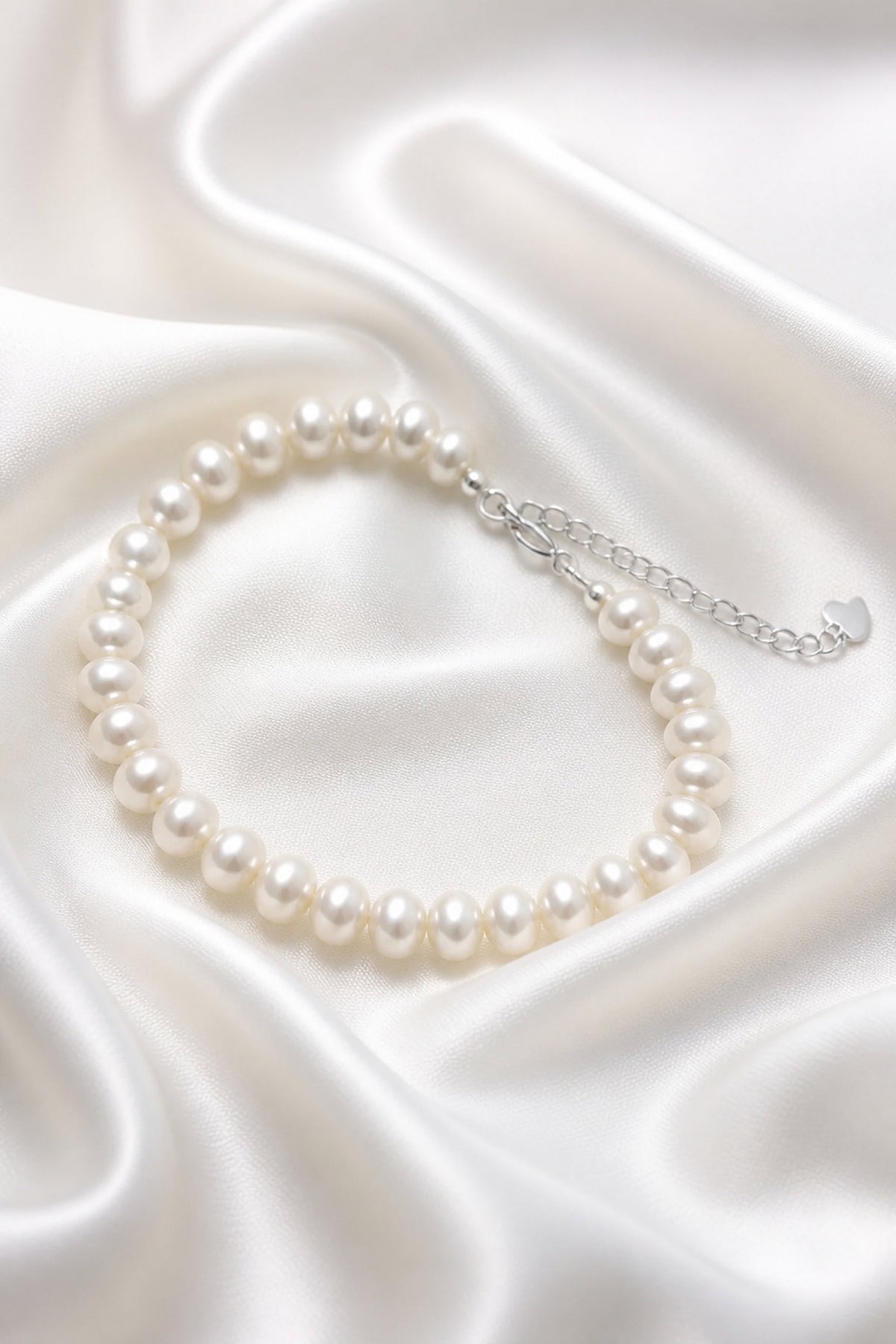 5mm Round Freshwater Pearl Sterling Silver Bracelet — 02