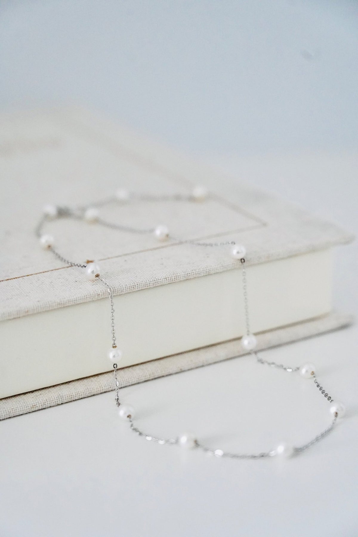 Freshwater Pearl Chain Necklace in Sterling Silver — 03