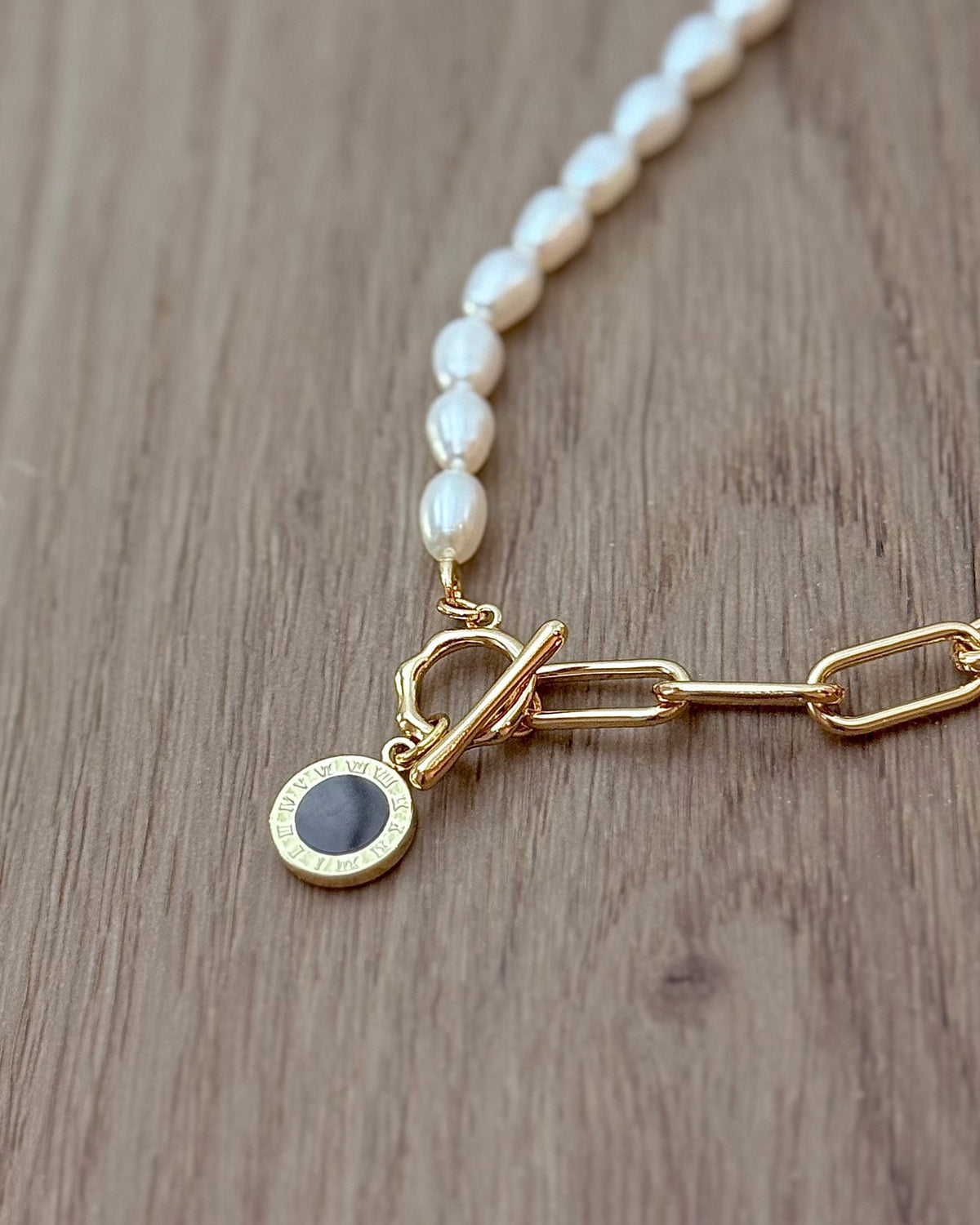 Freshwater Pearl and Abalone Shell Pendant with Gold Plated Chain — 04
