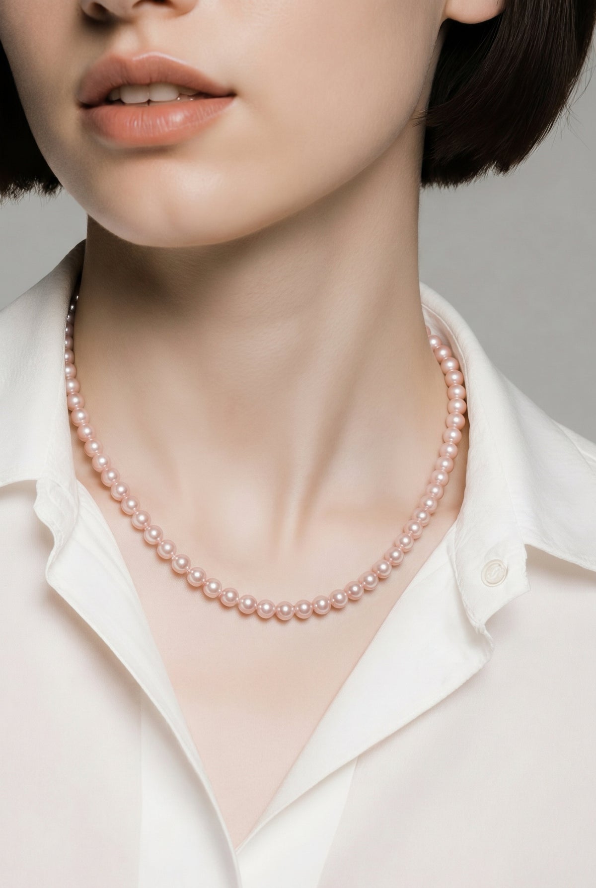 Pink Freshwater Pearl Necklace in Sterling Silver — 04