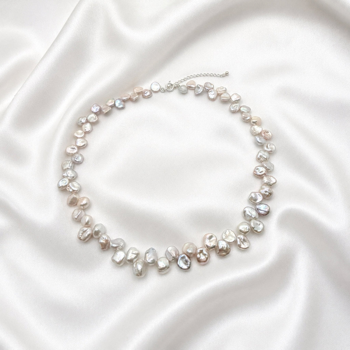 Keshi Collection Full Set — necklace satin flatlay