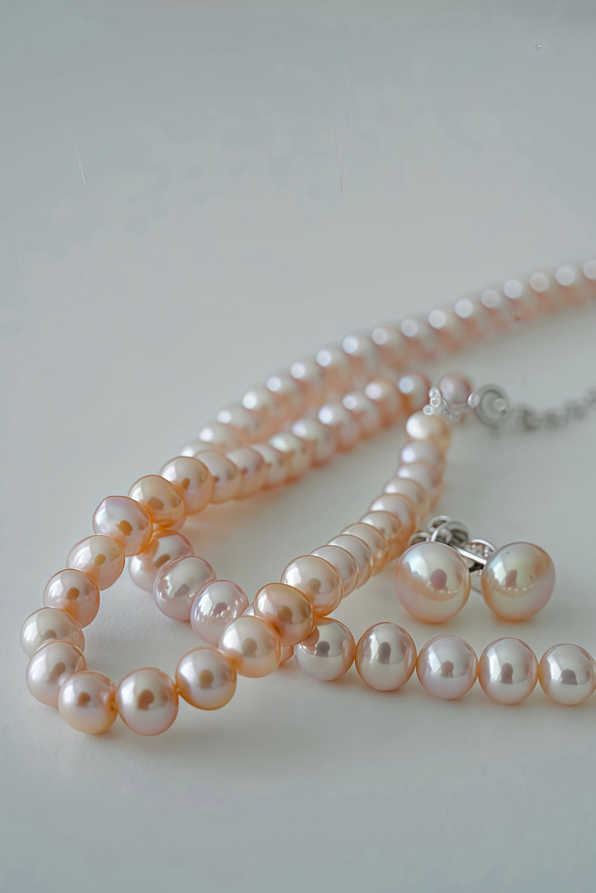 Pink Freshwater Pearl Necklace in Sterling Silver — 05