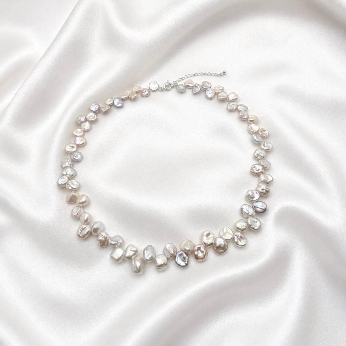 Keshi Freshwater Pearl Necklace in Sterling Silver — 05