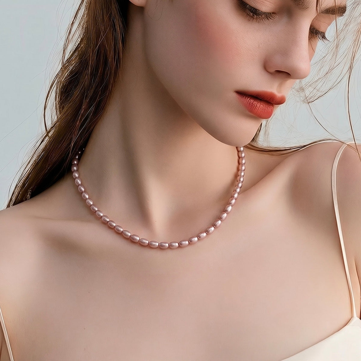 Dainty Oval Freshwater Pearl Necklace in Sterling Silver - A Timeless Gift — 09