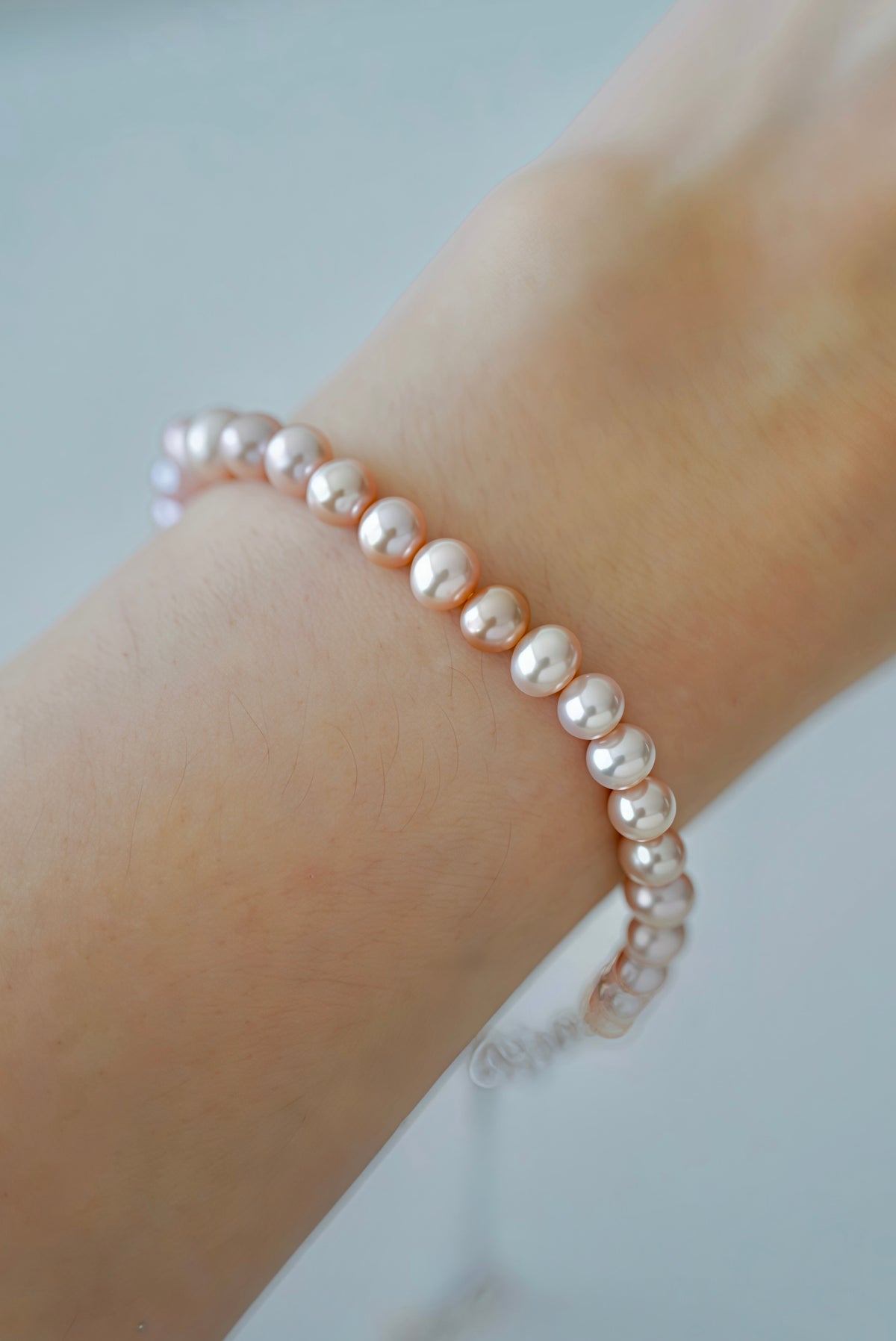Pink Round Freshwater Pearl Bracelet – Sterling Silver