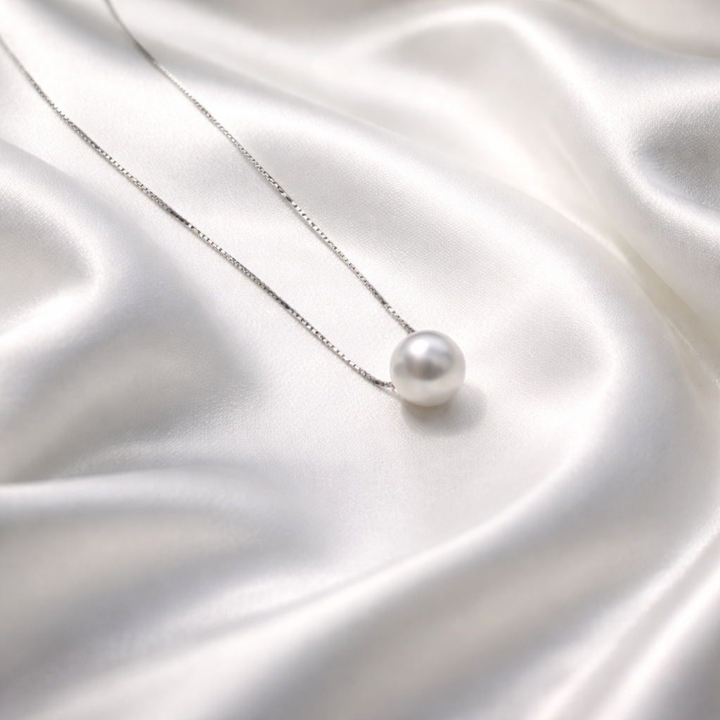 Single Round Freshwater Pearl Floating Chain Necklace