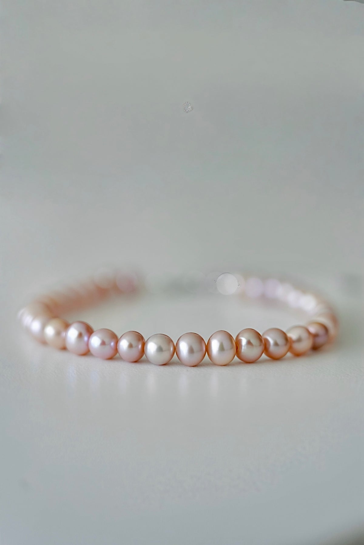 Pink Round Freshwater Pearl Bracelet – Sterling Silver